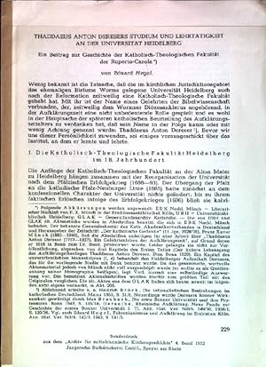 Seller image for Thaddaeus Anton Deresers Studium und Lehrttigkeit an der Universitt Heidelberg Sonderdruck: Archiv fr mittelrheinische Kirchengeschichte; 4. Band for sale by books4less (Versandantiquariat Petra Gros GmbH & Co. KG)