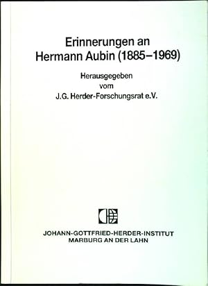 Bild des Verkufers fr Erinnerungen an Hermann Aubin (1885-1969) zum Verkauf von books4less (Versandantiquariat Petra Gros GmbH & Co. KG)