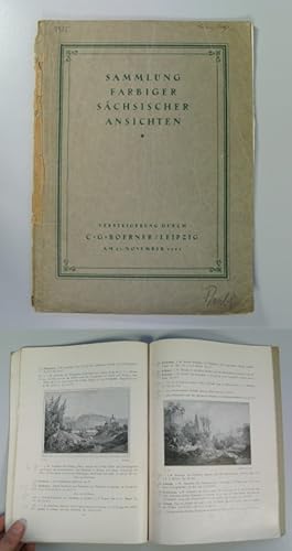 Imagen del vendedor de Sammlung farbiger schsischer Ansichten. Grosse bekannte Privatsammlung Schsische Farbige Ansichten, dabei eine wundervolle Sammlung der schnsten Ansichten von Dresden. Versteigerung am Freitag, den 27. November 1925. (Versteigerungskatalog Nr. CIL). a la venta por Antiquariat Bookfarm