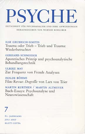 Bild des Verkufers fr Psyche, 61. Jahrgang 2007 Heft 7 zum Verkauf von Versandantiquariat Ottomar Khler