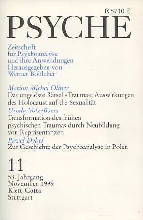 Bild des Verkufers fr Psyche. Zeitschrift fr Psychoanalyse und ihre Anwendungen. Heft 11 November 1999 zum Verkauf von Versandantiquariat Ottomar Khler