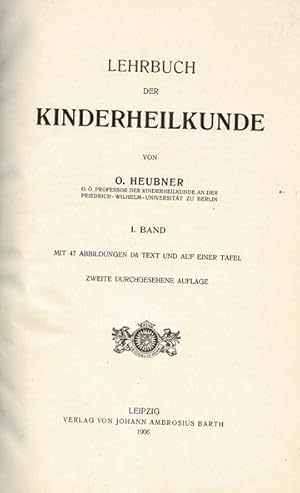 Imagen del vendedor de Lehrbuch der Kinderheilkunde. 1. Band. a la venta por Schueling Buchkurier