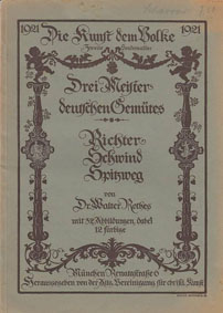 Imagen del vendedor de Drei Meister deutschen Gemtes. Richter, Schwind, Spitzweg (Die Kunst dem Volke, zweite Sondernummer, 1921) a la venta por Schueling Buchkurier