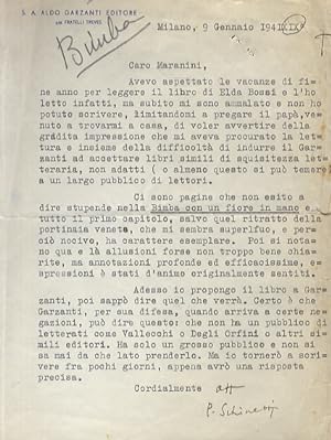 Lettera dattiloscritta, con firma autografa, su carta intestata "S.A. Aldo Garzanti Editore", ste...