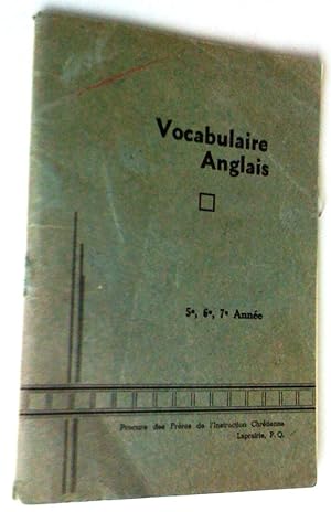 Vocabulaire anglais 5e, 6e, 7e année