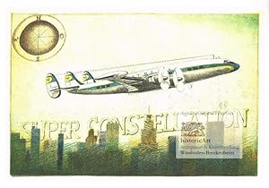 Bild des Verkufers fr Lufthansa Super Constellation. Reproduktion einer Radierung von Georg Stelzner um 1986 zum Verkauf von historicArt Antiquariat & Kunsthandlung