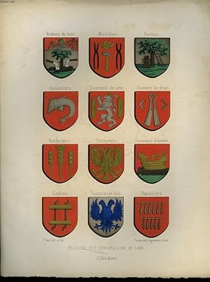 1 GRAVURE 19° COULEURS - BLASONS DES CORPORATIONS DE GAND