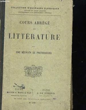Seller image for COURS ABREGE DE LITTERATURE for sale by Le-Livre