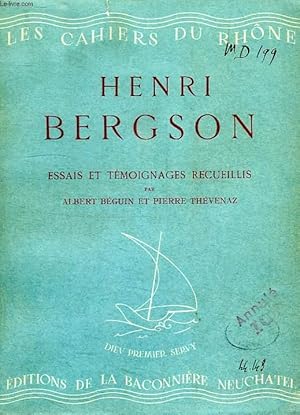 Bild des Verkufers fr HENRI BERGSON zum Verkauf von Le-Livre