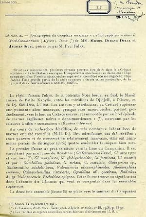 Bild des Verkufers fr STRATIGRAPHIE DU COMPLEXE MARNEUX (CRETACE SUPERIEUR' DANS LE NORD-CONSTANTINOIS (ALGERIE), NOTE zum Verkauf von Le-Livre