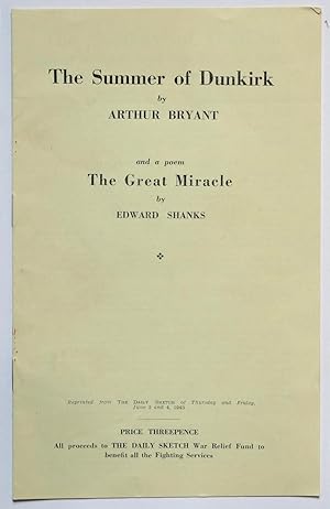 Image du vendeur pour The Summer of Dunkirk and a poem The Great Miracle mis en vente par Bertram Rota Ltd
