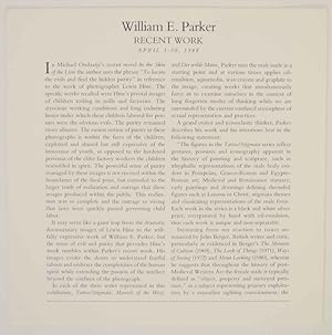 Seller image for William E. Parker: Recent Work for sale by Jeff Hirsch Books, ABAA