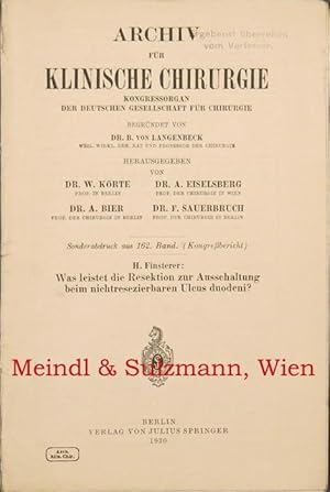 Imagen del vendedor de Was leistet die Resektion zur Ausschaltung beim nichtresezierbaren Ulcus duodeni. a la venta por Antiquariat MEINDL & SULZMANN OG