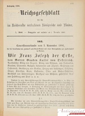 Seller image for Concessionsurkunde vom 5. November 1886, fr die Localbahn von Zsmuk nach Gro-Becvr mit einer Schleppbahn zur Zuckerfabrik in Becvr. for sale by Antiquariat MEINDL & SULZMANN OG