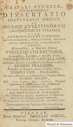 Dissertatio inauguralis medica De Morbis Intestinorum . ac Clarissimi Inclytae Facultatis Medicae...