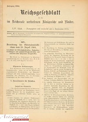 Seller image for Verordnung des Eisenbahnministeriums vom 28. August 1904, betreffend die Eisenbahnbrcken, Bahnberbrckungen und Zufahrtsstrassenbrcken mit eisernen oder hlzernen Tragwerken. for sale by Antiquariat MEINDL & SULZMANN OG