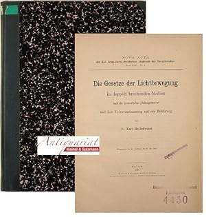 Imagen del vendedor de Die Gesetze der Lichtbewegung in doppelt brechenden Medien nach der Lommel schen "Reibungstheorie" und ihre Uebereinstimmung mit der Erfahrung. a la venta por Antiquariat MEINDL & SULZMANN OG