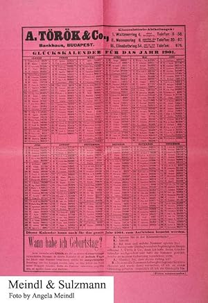 1 Reklamezettel: Glückskalender für das Jahr 1901. A. Török & Co., Bankhaus Budapest. 4. Beilage ...