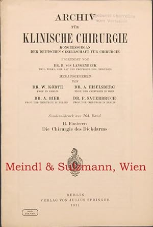 Imagen del vendedor de Die Chirurgie des Dickdarms. a la venta por Antiquariat MEINDL & SULZMANN OG