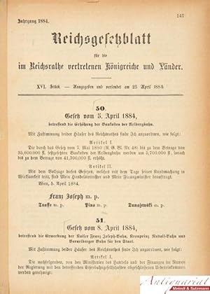 Seller image for Gesetz vom 5. April 1884, betreffend die Erhhung der Baukosten der Arlbergbahn. for sale by Antiquariat MEINDL & SULZMANN OG