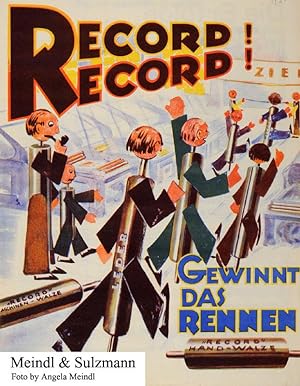 1 farbiger Reklameprospekt: Record! Record! "Record" Maschinen-Walze gewinnt das Rennen. Langjähr...