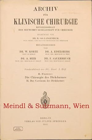 Imagen del vendedor de Die Chirurgie des Dickdarmes. II. Das Carcinom des Dickdarmes. a la venta por Antiquariat MEINDL & SULZMANN OG