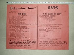 Bekanntmachung / Avis [a poster announcing death penalty and punishments for 21 Belgian resistanc...