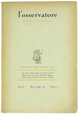 Seller image for L'OSSERVATORE POLITICO LETTERARIO. Rivista mensile. Anno I, n .4.: for sale by Bergoglio Libri d'Epoca