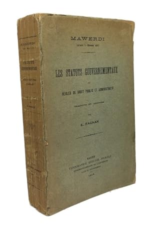 Imagen del vendedor de Les Statuts Gouvernementaux or Regles de Drout Publics et Administratif. Traduits et Annotes par E. Fagnan a la venta por McBlain Books, ABAA