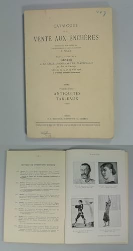 Imagen del vendedor de Catalogue de la vente aux encheres effectuee par ordre de l' Administration de la faillite F(rancois) Naly, laquelle aura lieu a Genave, les 22, 23, 24 et 35 juin 1928. Premiere vente: Antiques, tableaux. RARE!! Expert: C.A. Mincieux. a la venta por Antiquariat Bookfarm