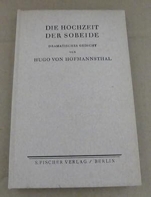 Bild des Verkufers fr Die Hochzeit der Sobeide. Dramatisches Gedicht. zum Verkauf von Antiquariat Maralt