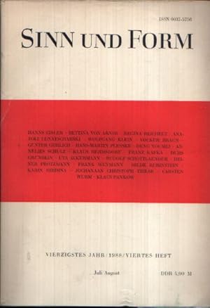 Sinn und Form - Beiträge zur Literatur vierzigstes Jahr / 1988 / viertes Heft