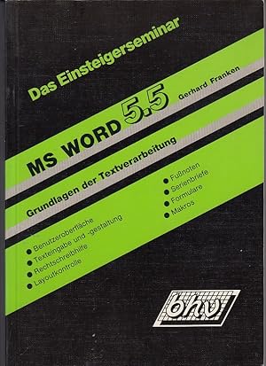 Bild des Verkufers fr Das Einsteigerseminar Word 5.5 Grundlagen der Textverarbeitung, zum Verkauf von Antiquariat Frank Dahms