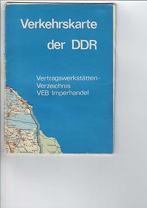 Verkehrskarte der DDR. Vertragswerkstätten-Verzeichnis VEB Imperhandel, Maßstab: 1 : 600 000,
