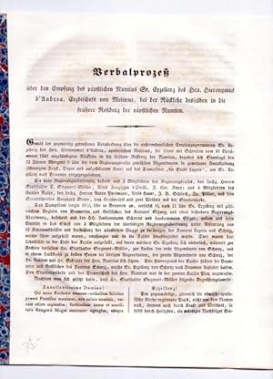 Verbalprozess über den Empfang des päpstlichen Nuntius Hieronymus d'Andrea, Erzbischofs von Melit...