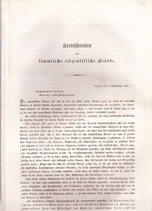 Kreisschreiben an sämmliche Eidgenossische Stände Luzern, den 5. Brachmonat 1844