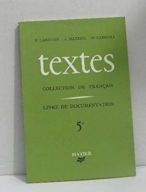 Imagen del vendedor de Textes collection de franais livre de documentation 5e a la venta por crealivres