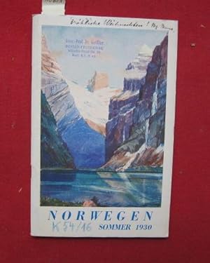 Bild des Verkufers fr Norwegen Sommer 1930 [Beilage: farb. Faltkarte aus 1928, 79x69cm] : Das Land der Mitternachtssonne, Fjorde, Gletscher und Wasserflle. zum Verkauf von Versandantiquariat buch-im-speicher