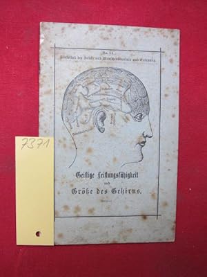 Bild des Verkufers fr Geistige Leistungsfhigkeit und Gre des Gehirns : Bibliothek fr Selbst- und u. Menschenkenntnis und Erziehung , Heft 14. zum Verkauf von Versandantiquariat buch-im-speicher