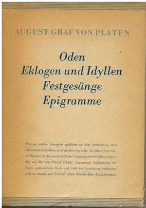 Bild des Verkufers fr Oden, Eklogen und Idyllen, Festgesnge, Epigramme. Auswahl. (Hrsg.: Carl Fischer). zum Verkauf von Antiquariat Appel - Wessling