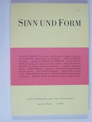 Bild des Verkufers fr Sinn und Form. Beitrge zur Literatur. Jahrgang 48 (1996) Heft 5 (einzeln) zum Verkauf von Antiquariat Bernhard