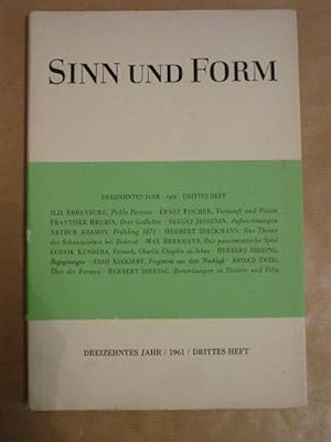 Bild des Verkufers fr Sinn und Form. Beitrge zur Literatur. Jahrgang 13 (1961), Heft 3 (einzeln) zum Verkauf von Antiquariat Bernhard