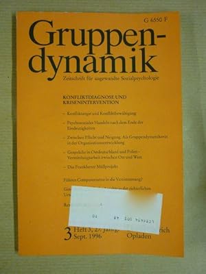 Gruppendynamik. Zeitschrift für angewandte Sozialpsychologie Jahrgang 27 (1996); Heft 3 einzeln