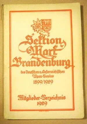 Mitgliederverzeichnis der Sektion Mark Brandenburg des Deutschen und Oesterreichischen Alpenverei...