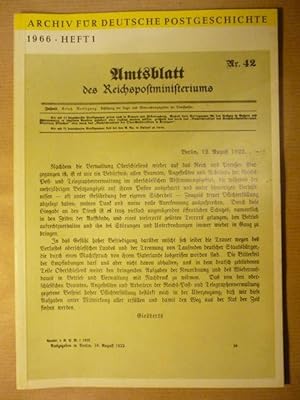 Bild des Verkufers fr Archiv fr Deutsche Postgeschichte (1. Heft 1966) zum Verkauf von Antiquariat Bernhard