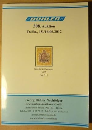 Imagen del vendedor de Bhler] 308. Auktion am 15./16. 06. 2012. Straits Settlements 500$ Los 212 [Katalog a la venta por Antiquariat Bernhard