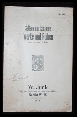 Image du vendeur pour Auswahl Naturwissenschaftlicher Werke und Reihen. No. 65 der Auswahl 2. Teil mis en vente par ANTIQUARIAT Franke BRUDDENBOOKS