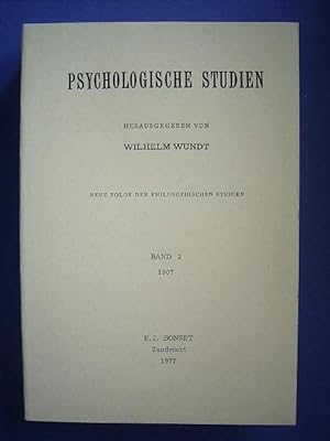 Image du vendeur pour Psychologische Studien. Band 2., mis en vente par Versandantiquariat Harald Gross