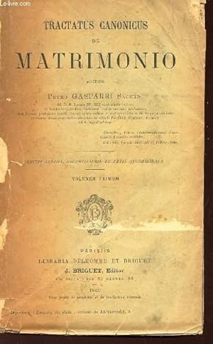 Seller image for TRACTATUS CANONICUS DE MATRIMONIO - VOLUMEN PRIMUM for sale by Le-Livre