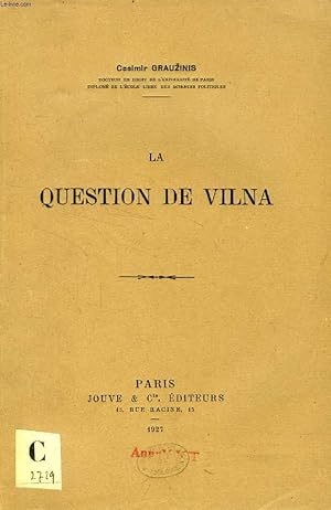 Imagen del vendedor de LA QUESTION DE VILNA a la venta por Le-Livre